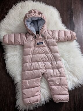Patagonia Infant Hi-Loft Down Sweater Bunting Baby Pink Size NB Newborn 7 lbs